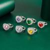 BELLA BOX Classic Love Heart Opening Resizable Rings For Women Zircon Engagement Party Fine Jewelry Gift