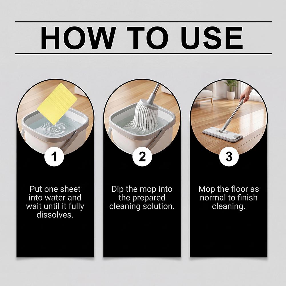 Floor Cleaner Concentrate Sheets Effective Floor Cleaning Fresh-Smell Soluble Paper for Mopping Multipurpose Wood Tile Cleaner