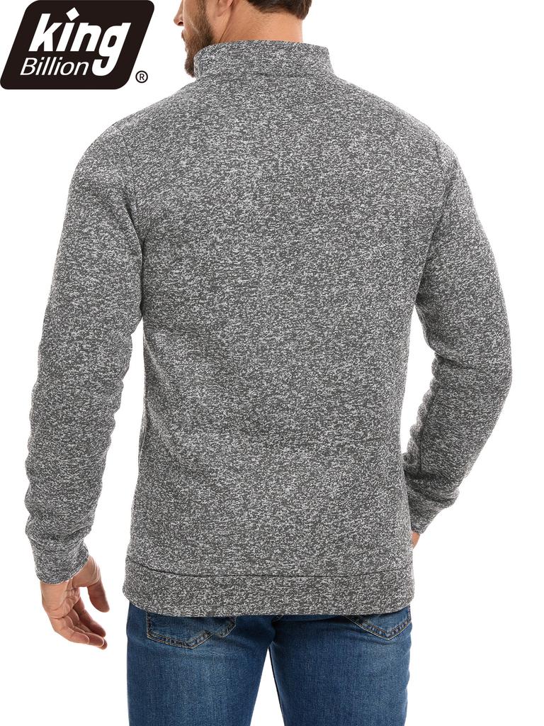 King Billion Men's Half-Zip Stand Collar Fleece Pullover Autumn Spring Sweater Ideal for Daily Casual Wear Urban Strolls and Light Outdoor Activities