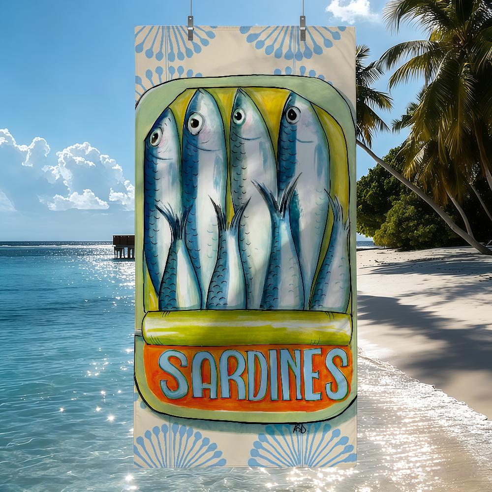 Декоративные картины S-Sardines Нордическое полотенце Быстросохнущие пляжные полотенца Подходят для бассейнов, кемпинга, йоги и спортзала