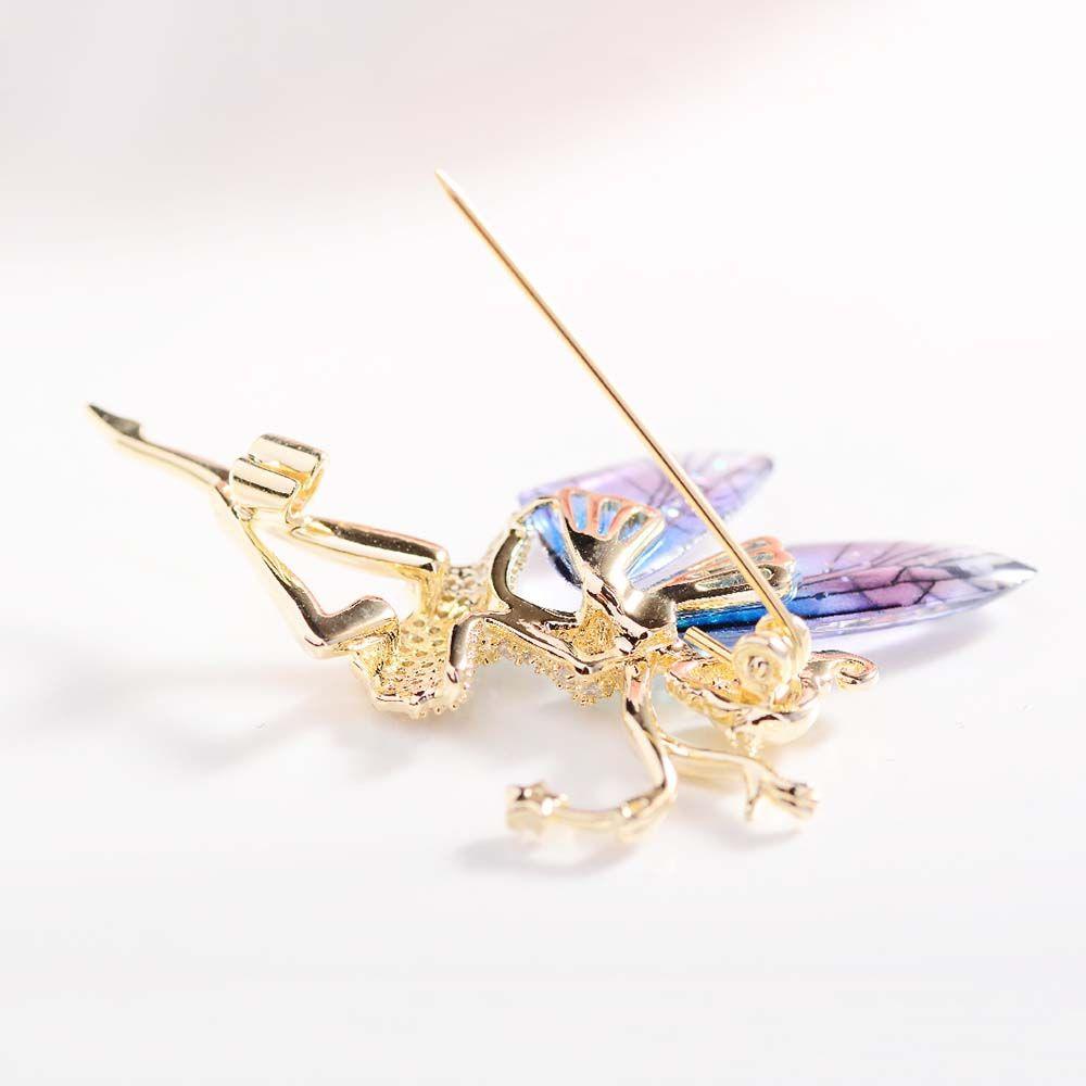 Wedding Accessories Coat corsage Dancing Girl Lapel Pins Women Crystal Brooches Angel wings Brooch