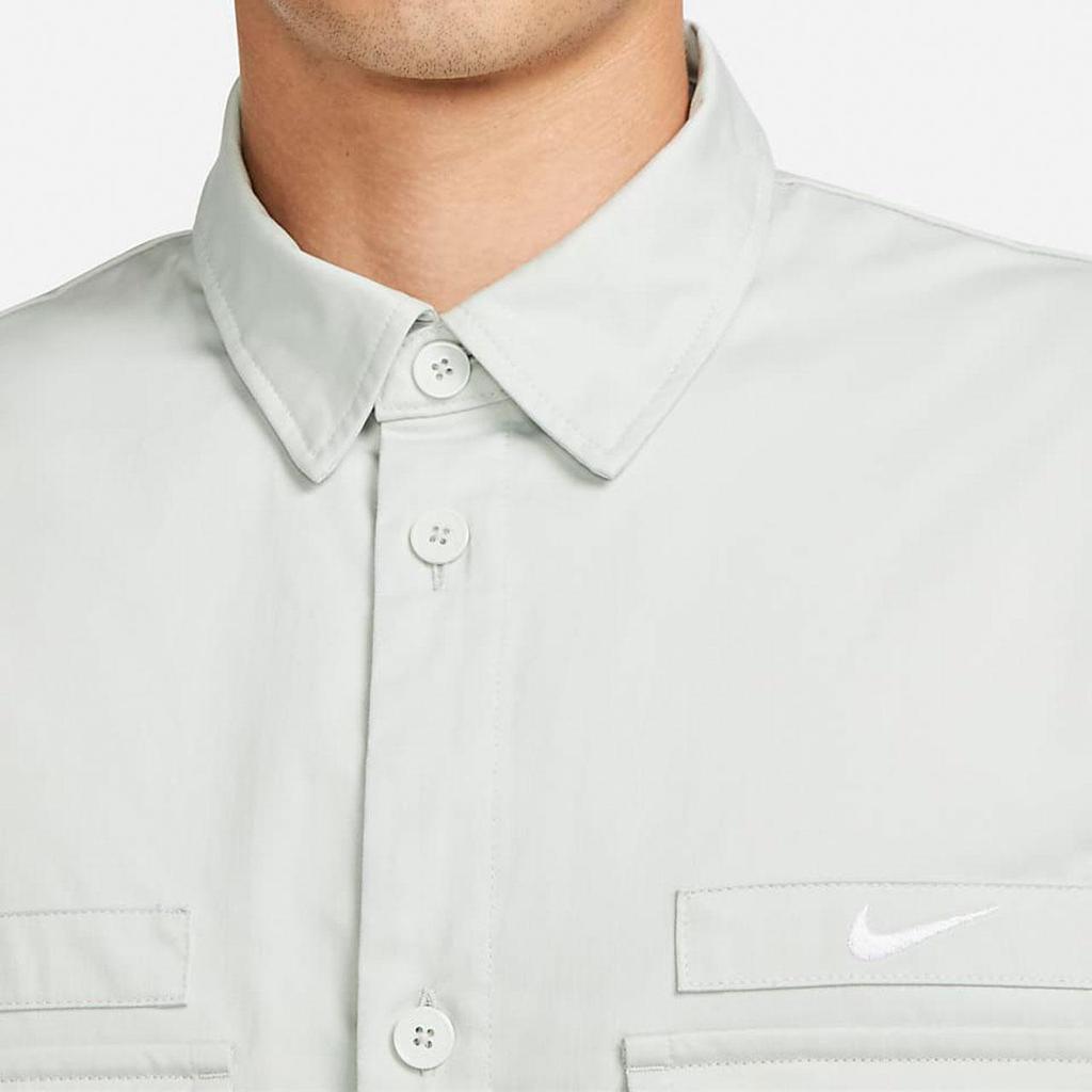 Nike Мужская рубашка с коротким рукавом, прочная, плетёная, в военном стиле, удобная, светло-серая DX3341-034