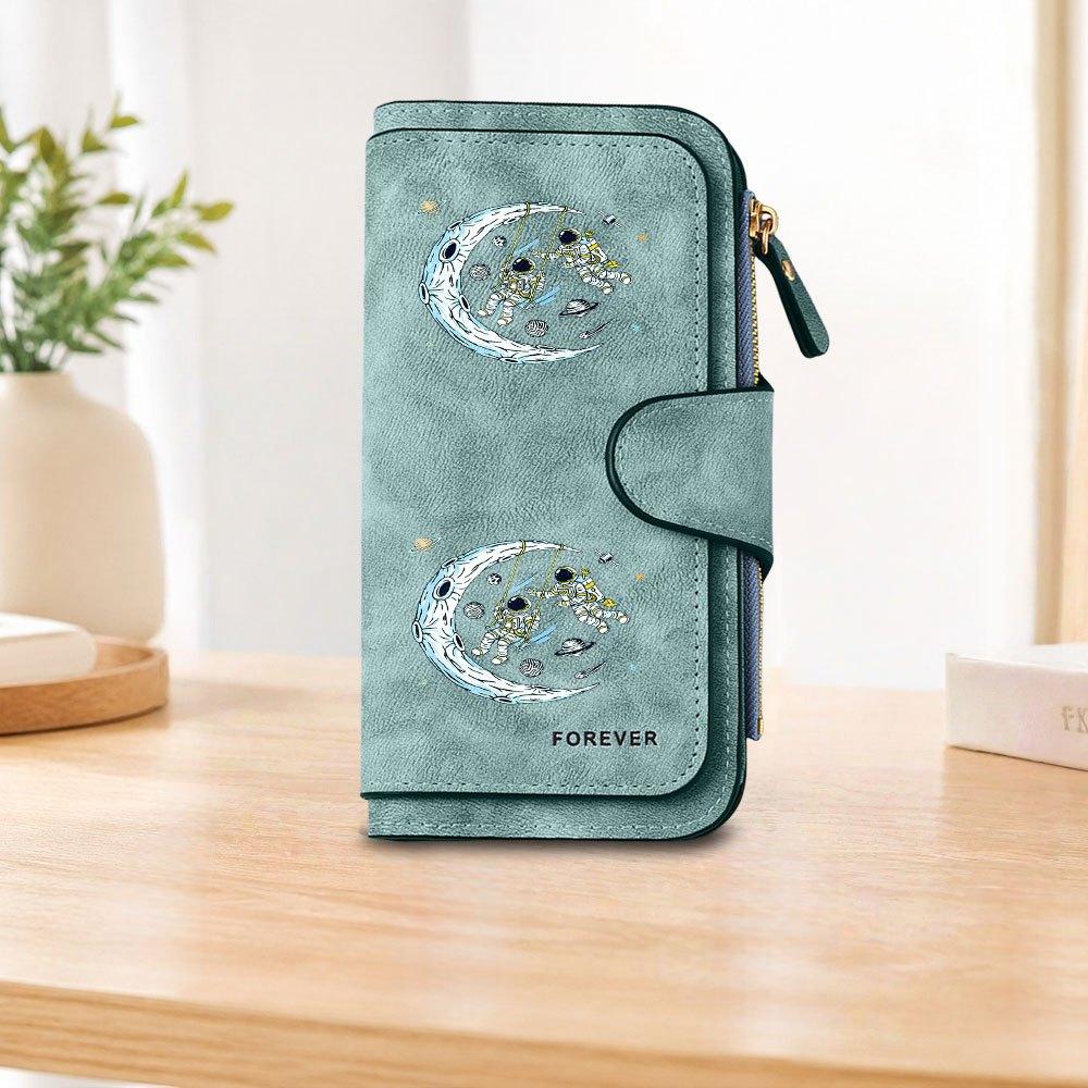1pc Astronaut Swing Long Zipper Wallet, Large Capacity Card Holder, Unisex Clutch Bag, Fashionable Zipper Coin Purse, Suitable for Daily Use, A Great