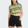 adidas Originals Color Block Slim Fit Однобортная рубашка на пуговицах с коротким рукавом Женские рубашки Многоцветный JC5333