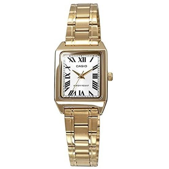 CASIO Стандартные кварцевые женские часы LTP-V007G-9B с золотым металлическим ремешком, модель Overseas