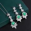 Jewelry Copper-Plated Real Gold Wind Simulation Emerald Pendant Earrings Women'S Set Main Stone 8 * 8
