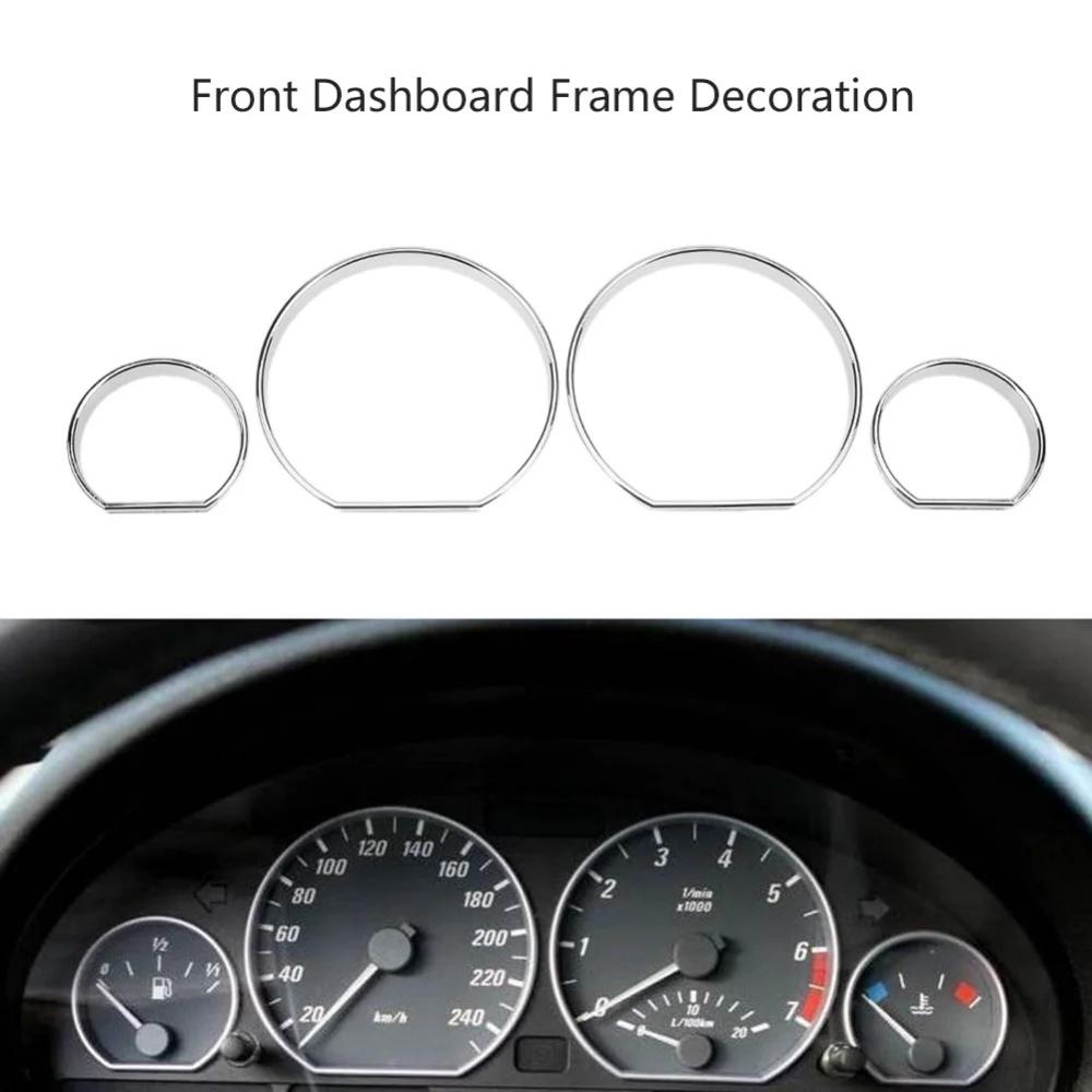 4Pcs For 98-07 BMW E46 Chrome Gauge Dash Dial Rings Bezel Trim Speedometer Frame