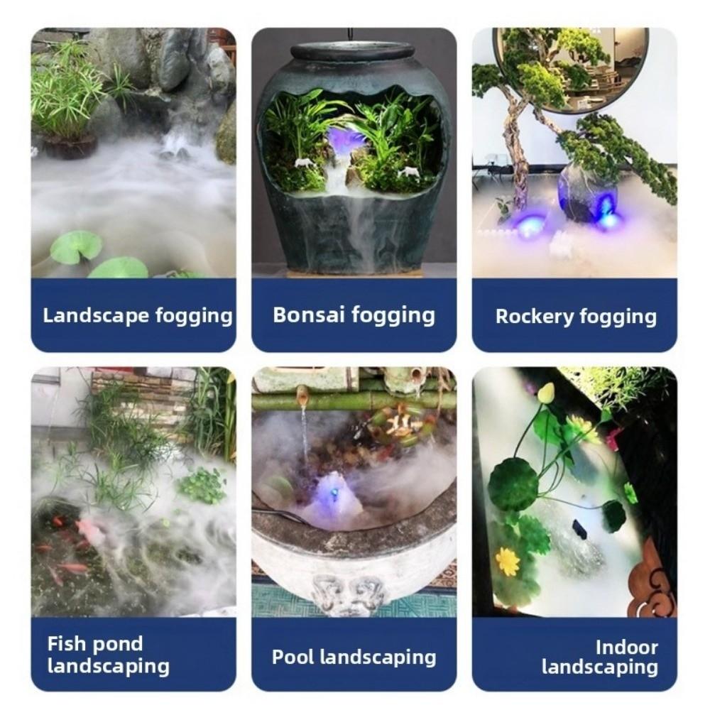 Трансформатор 24 В Ультразвуковой туманообразователь Цветной свет Распылитель Высокое качество Водяной насос для бонсай Садоводство