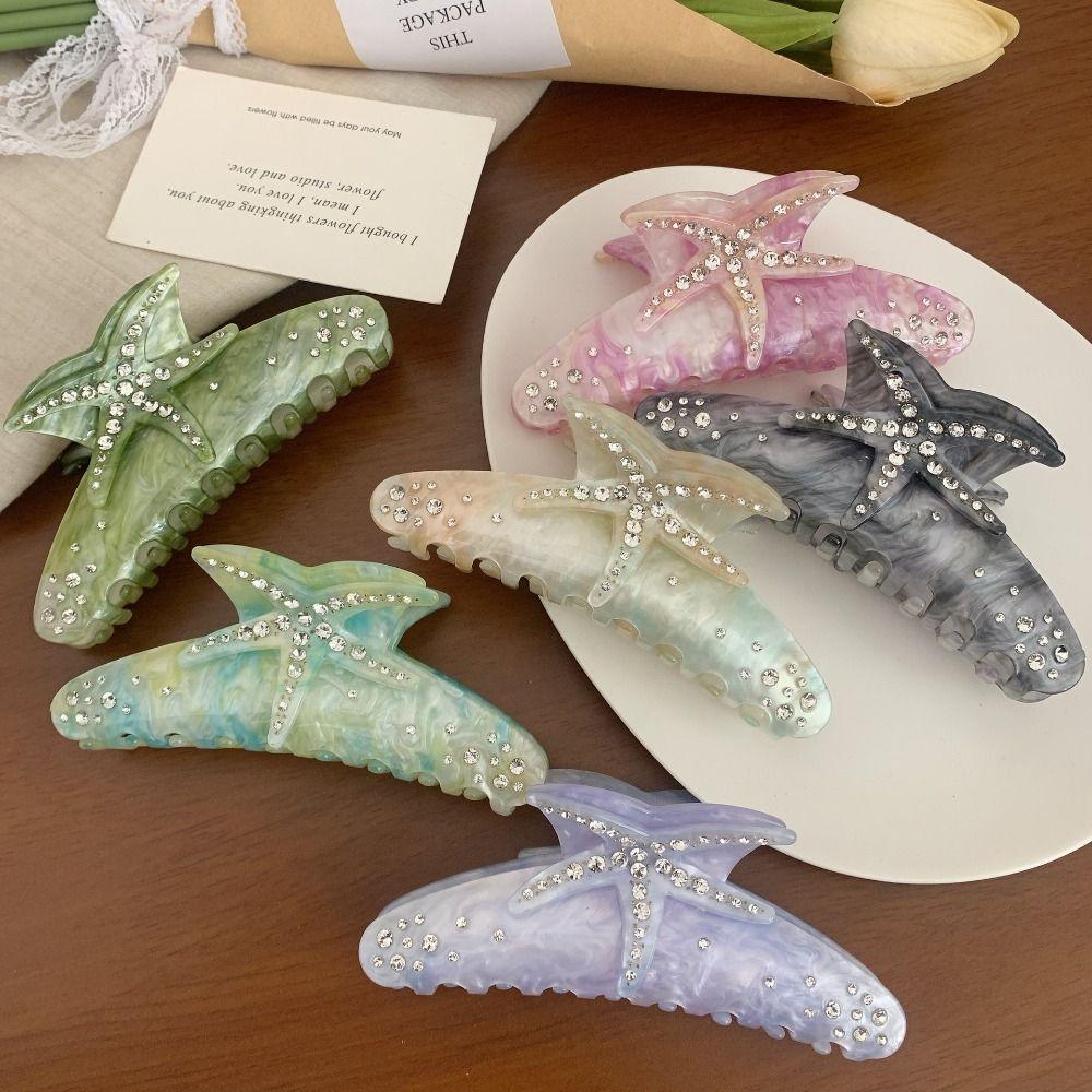 Acetic Acid Starfish Hair Grab Clip Korean Style Large Shark Clip Sweet Acetate Hair Claw  Daily