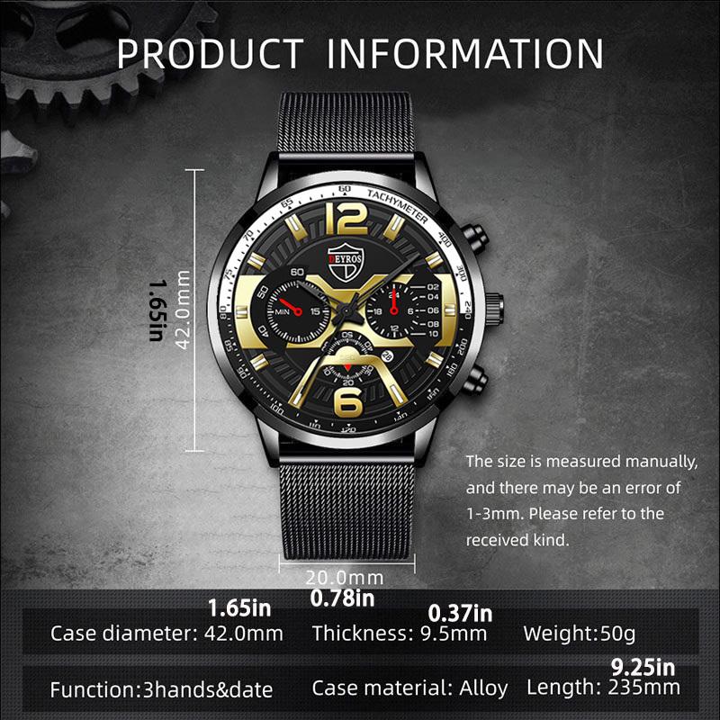 Модные мужские часы из нержавеющей стали с календарем и датой, качественные деловые кварцевые мужские часы