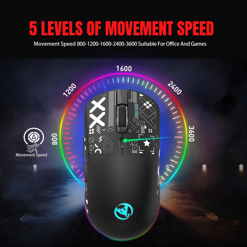 Игровая мышь 2.4G Bluetooth RGB с тремя режимами и аккумулятором 650 мАч