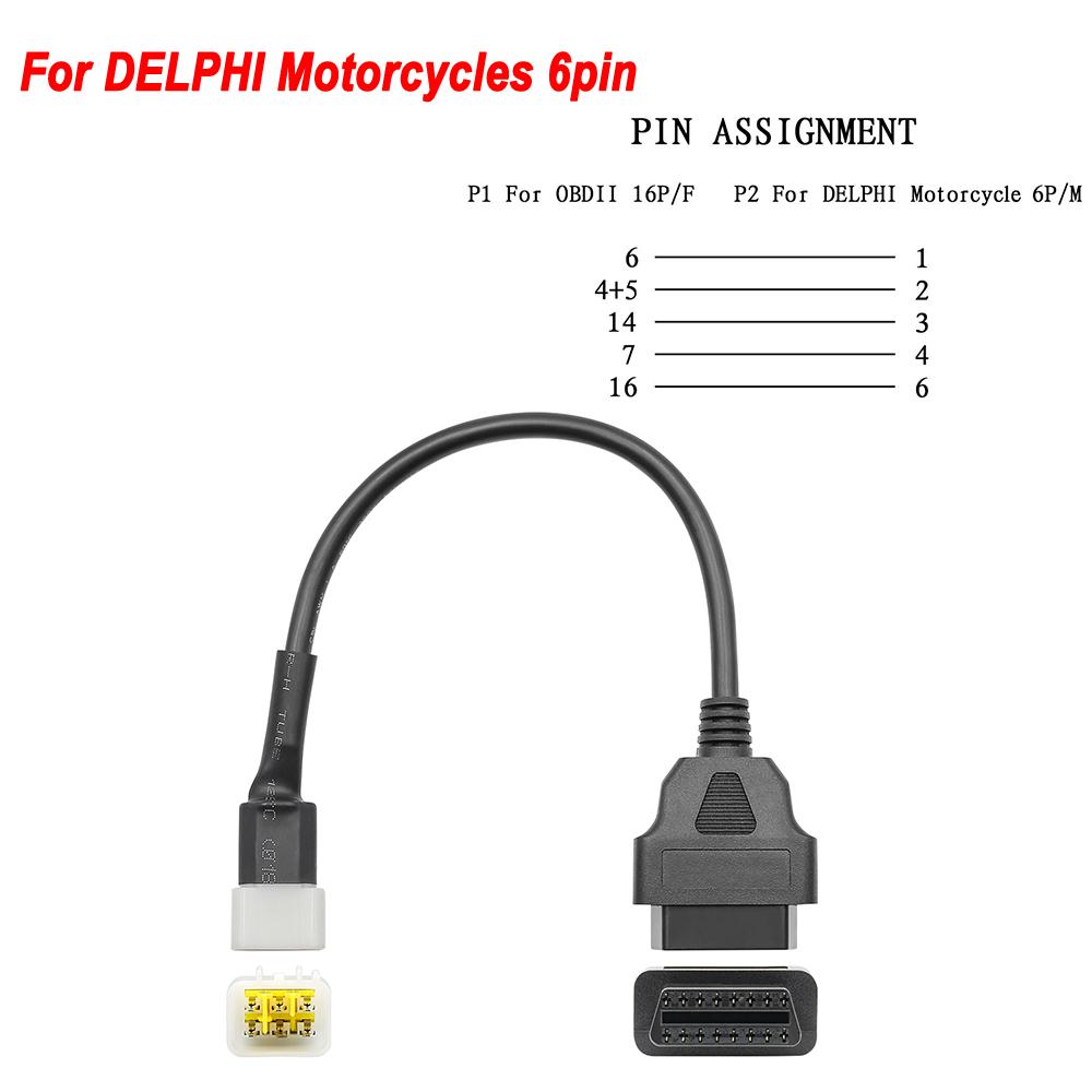 OBD2 Connector Universal K CAN For Motorbike 6Pin to 16Pin Adapter Cables For YAMAHA 3Pin For Honda 4Pin For KTM 6 Pin For Ducat