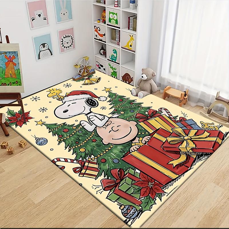 Snoopy'S Festive Christmas Carpet Rug Soft Washable Anti Slip Home Living Room Sofa Mats Personalized Christmas Rug