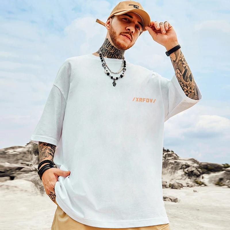 2024 100% Хлопок Повседневная Мужская Футболка Оверсайз Уличная Одежда Принт Монограммы Дизайнерская Футболка Харадзюку Топ с Коротким Рукавом