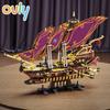 Ovly Пираты Будущего Военный корабль Конструктор Кирпичики Лодка Карибский MOC Сборные Игрушки Для Детей Подарки на День Рождения