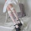 Черно-белые кружевные чулки с бантом Лолита Высокие до колена Длинные носки Женские Милые Любовь Японский Колледжный Стиль Ультратонкие Сексуальные Jk Kawaii