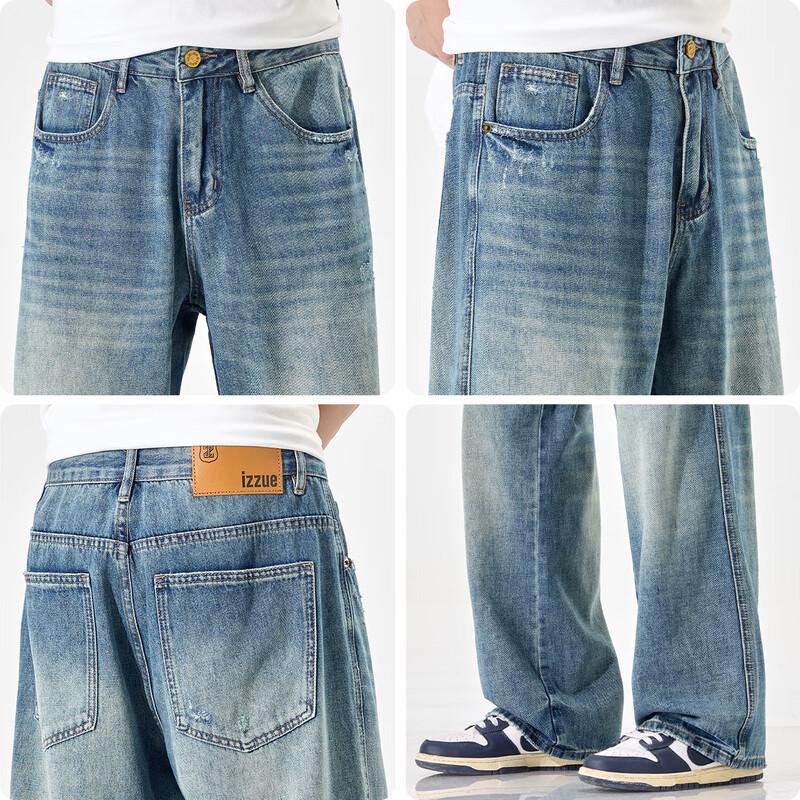 Izzue IT Мужские джинсы прямого кроя с потертостями