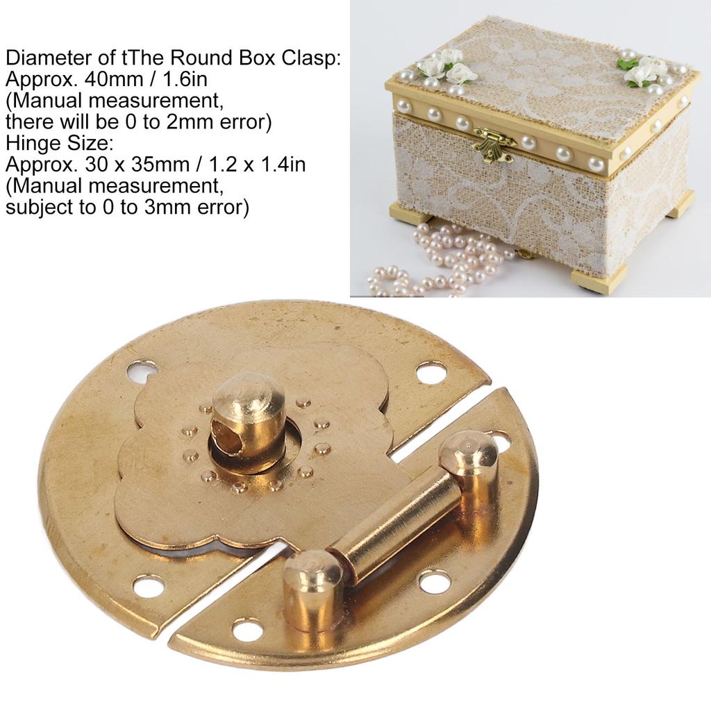 Round EmNaBossing Copper Hasp Retro Wooden Box Lock Clasp Decorative Hasps for Wedding Card Boxes Wine Boxes