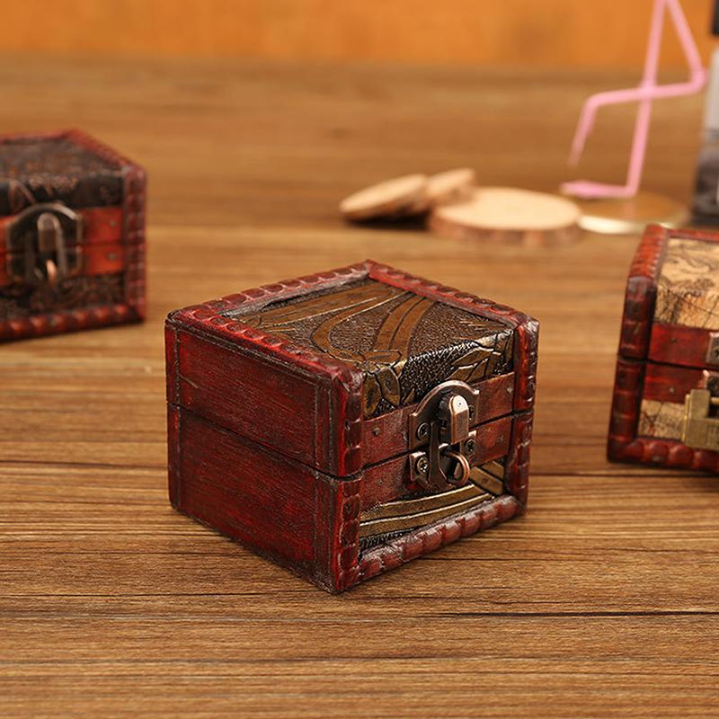 Chinese Style Vintage Wooden Jewelry Box With Lock Trinket Packing Box For Ring Brooch Bracelets Earrings Ear Studs Storage Box