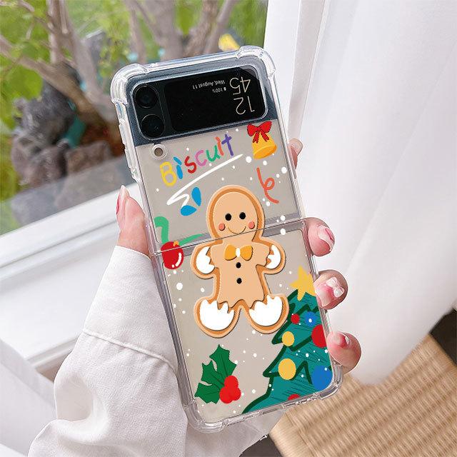 Роскошный новогодний чехол для Samsung Galaxy Z Flip 3 4 5g Funda Z Flip3, прозрачный жесткий противоударный чехол для телефона из ПК