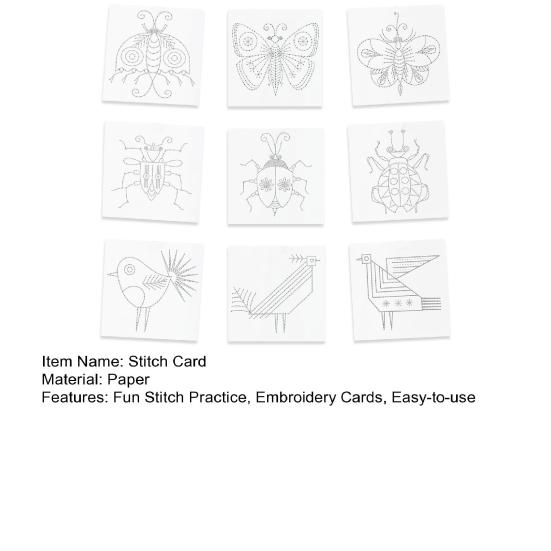 9 шт. вышивальных стежковых карточек с бабочками, птицами, насекомыми, стежковых карточек, самодельных вышивальных карточек для начинающих любителей вышивки