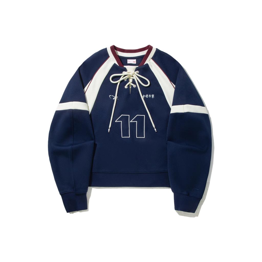 Li Ning Модная спортивная серия Цветной блок Буква Число Мягкий дышащий Свободный свитшот Женский свитшот AWDVE50-3