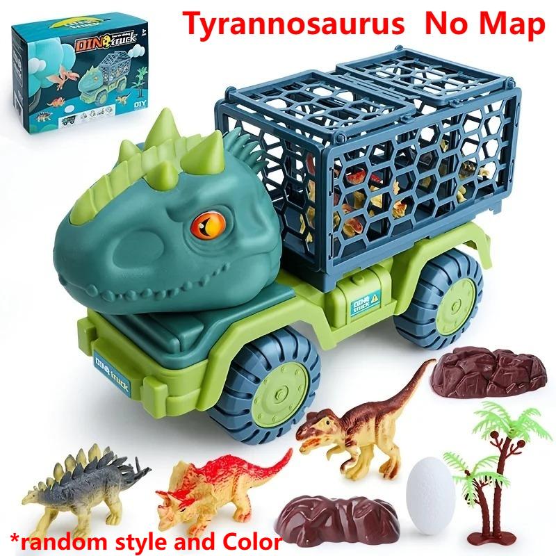 Large Dinosaur Truck Toys for Kids Jurassic Tyrannosaurus Rex Transport Car Carrier Truck with Dino Figures Eggs for Boys Girls
