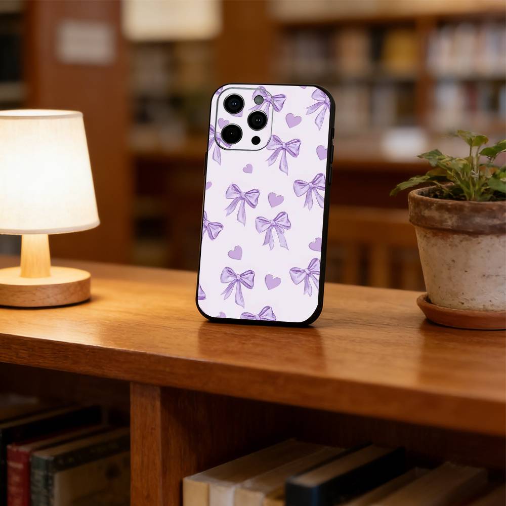 Чехол для телефона с бантом для iPhone 17, 16, 15, 14, 13, 12, 11 Plus, Pro Max, Другие Мягкий Черный Чехол