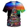 New Summer 3D Christmas Tree, Santa Claus Printed T-shirt, Snowman, Reindeer Pattern, Men's T-shirt, Children's Fun Short Sleeve Top