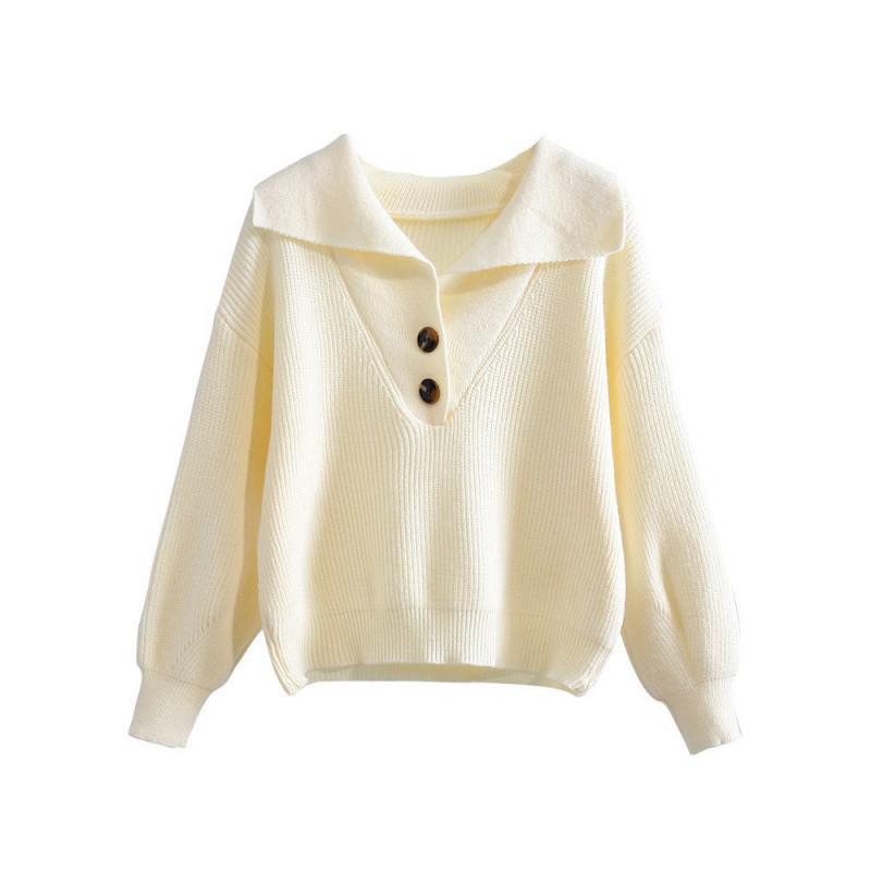 Модный короткий свитер-пуловер с большим отворотом женский весенне-осенний новый японский свободный свитер сверху свитера