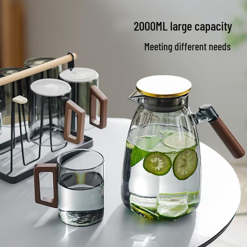 YIHUTEA Heat-Resistant Borosilicate Glass Pitcher with Spout Filter