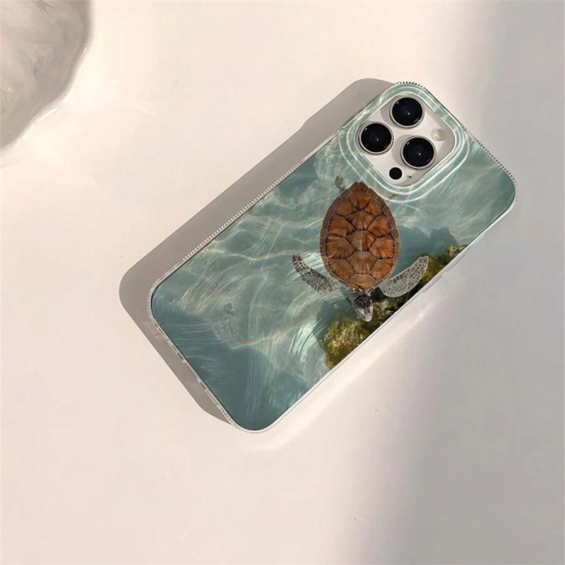 Чехол для телефона с узором «Цветочная черепаха» для IPhone 17 Air 16 16e 15 14 13 12 11 Pro Max 8 7 Plus Задняя крышка с шифоновой текстурой