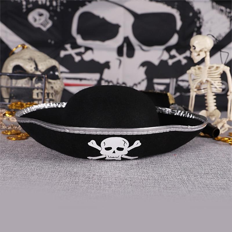 Vintage Triangular Hat with Roll Up Brim Halloween Banquet Party Pirate Hat for Girls Festival Theatrical Performances
