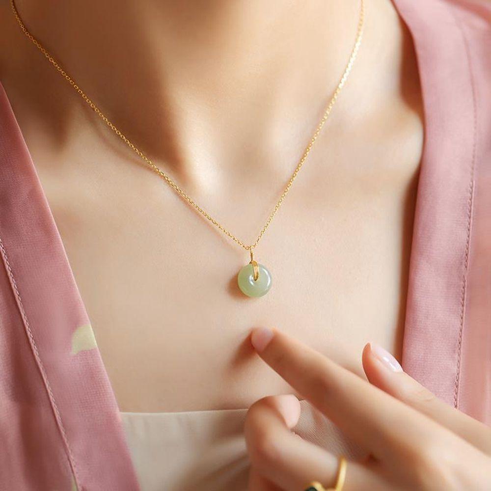 Bead Longevity Lock Necklace Korean Style Jewelry Female Necklace Clavicle Chain