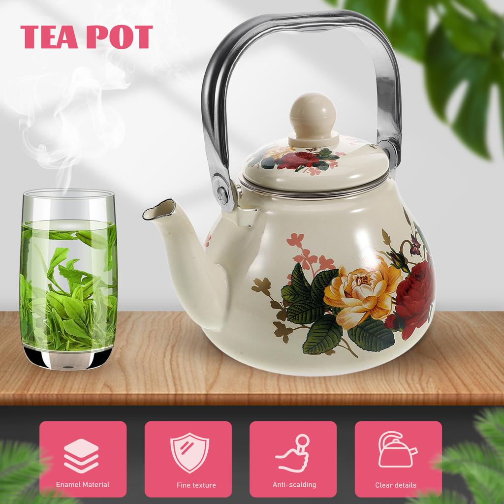 Enamel Pot Infuser Teapot Farmhouse Kettle Stoveto Water Coffee Kitchen Oil Jug Camping Kettles Stovetop Vintage