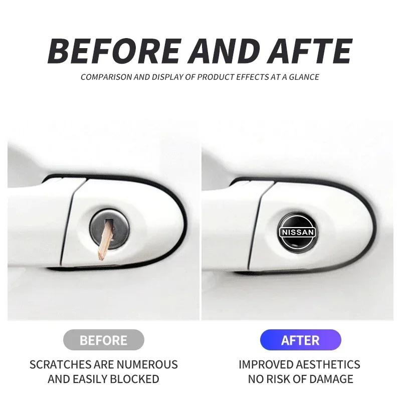 2/5/10Pcs Car Door Keyhole Sticker Auto Lock Decoration Protection Decal For Nissan Nismo Micra Qashqai Altima Maxima Sentra