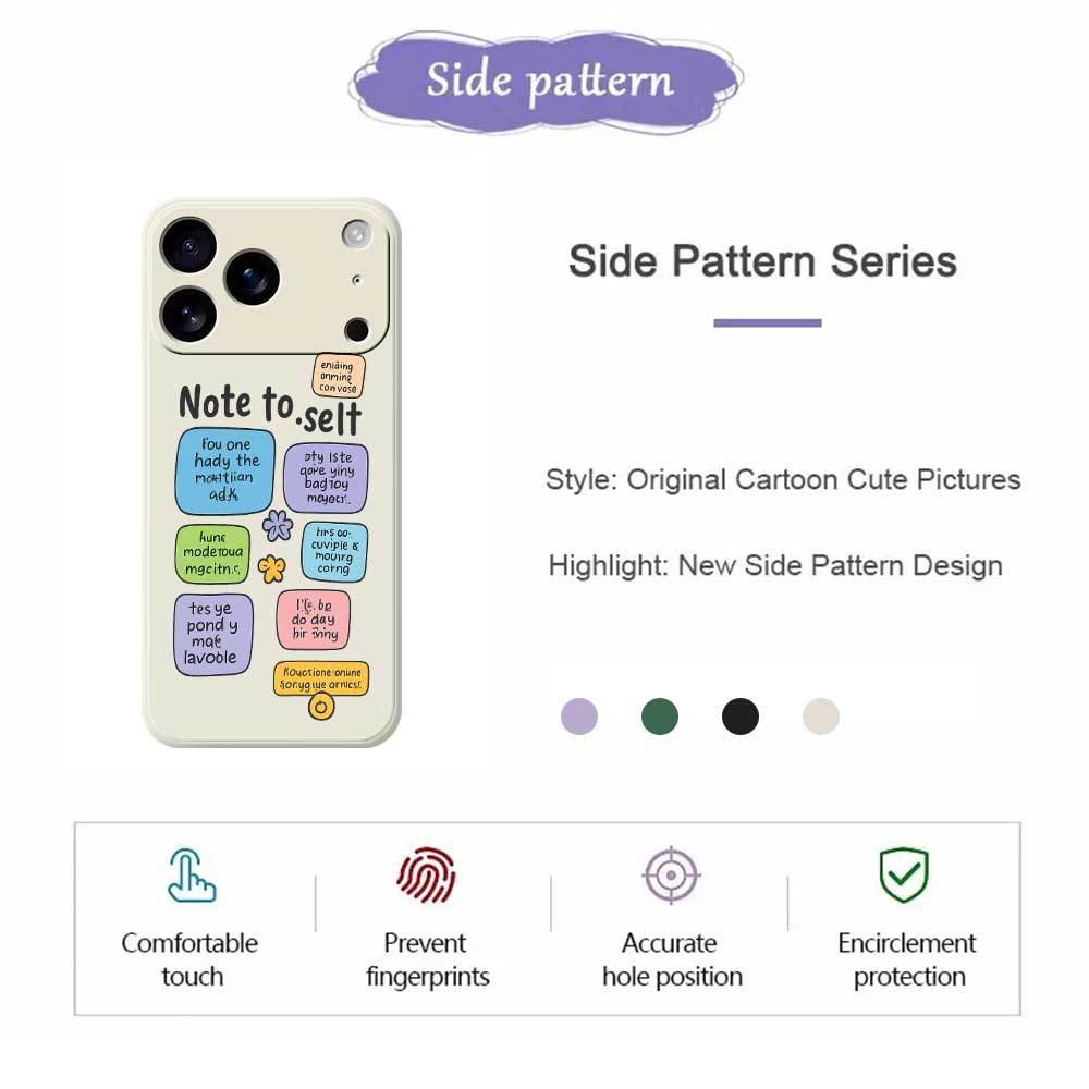 For iPhone 17 Pro Case Colored Sticky Notes Pattern Printing Straight Edge TPU Phone Back Cover