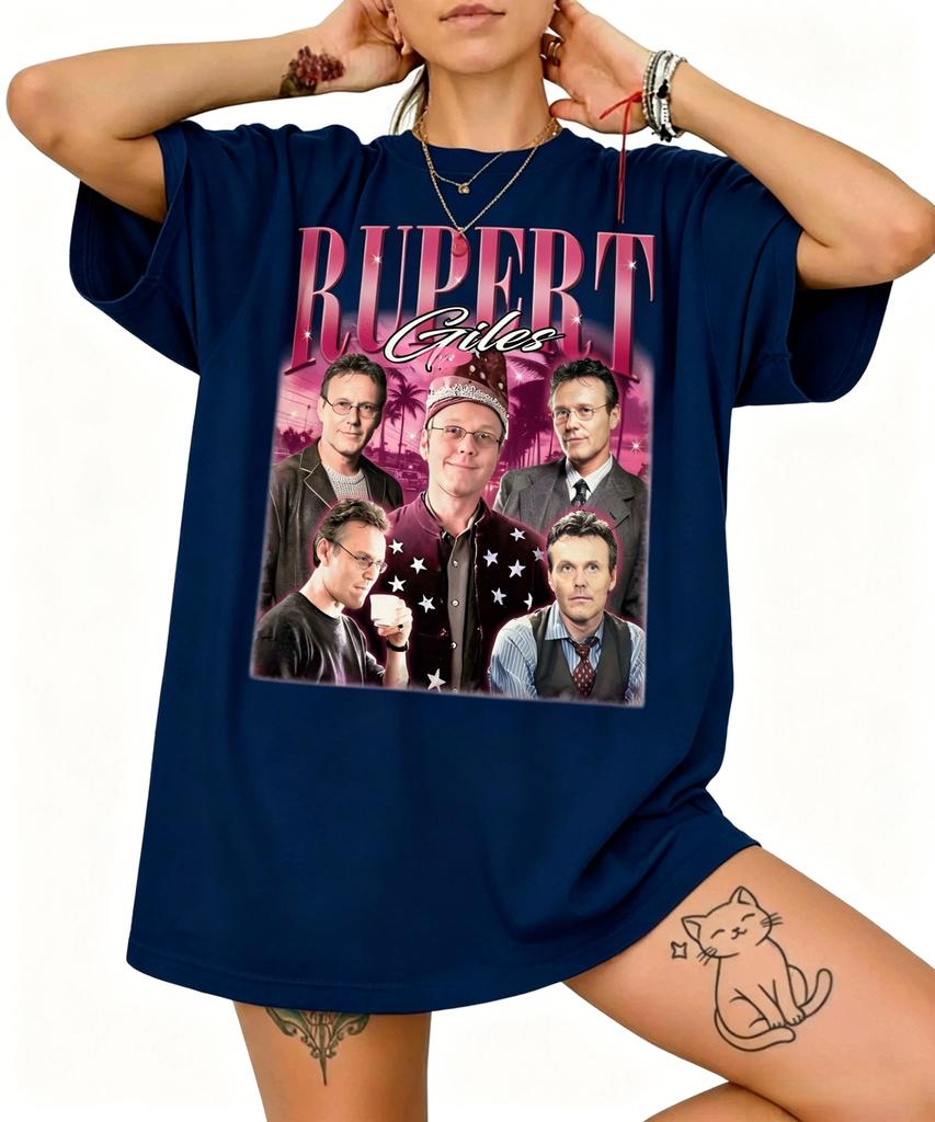 Rupert Giles Buffy The Vampire Slayer Retro Tshirt 2026 Summer Mens Womens Extra Large Sportswear Retro Cotton Y2k Style