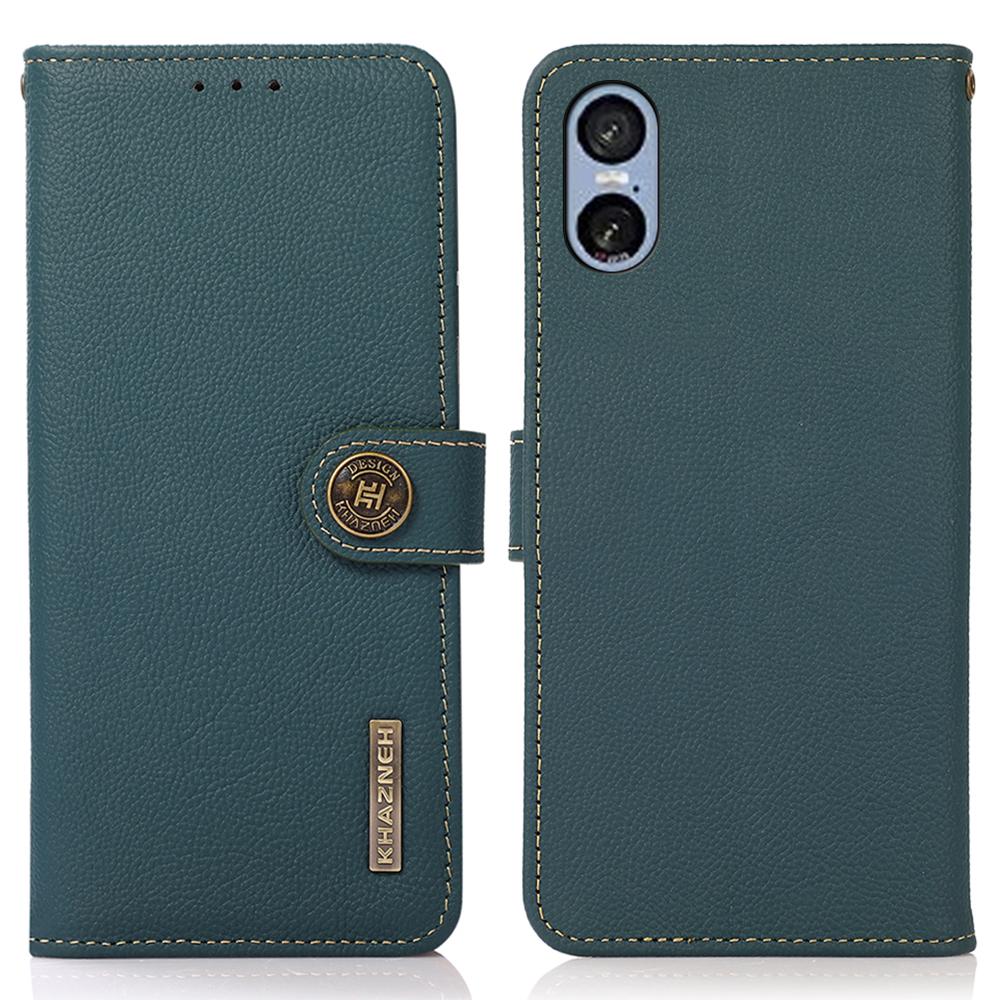 For Sony Xperia 5 VI Wallet Case Genuine Cow Leather Phone Cover RFID Blocking