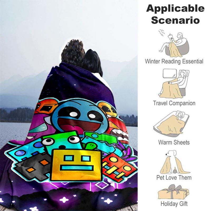 1pc Blanket Geometry Dash1 Print Design, Lightweight Blanket for Sofa, Bed- Soft &Warm, Gift for All Seasons like Christmas, Halloween