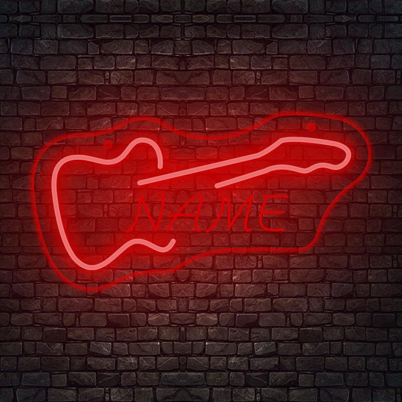 Custom Guitar Neon Sign - USB Powered LED Wall Decor, Push Button Control, Wall Hanging for Studio/KTV/Band/Bar/Man Cave/Bedroom