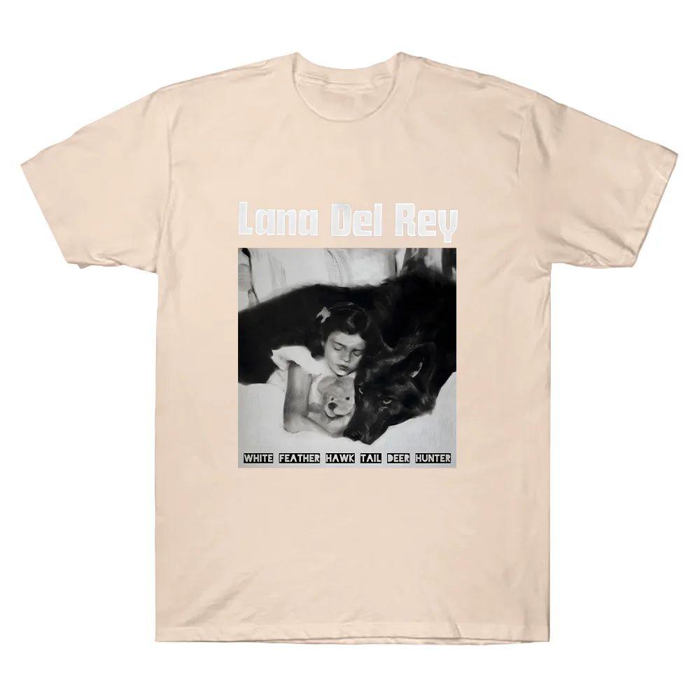 White Feather Hawk Tail Deer Hunter Lana Del Rey TShirt Gift Casual Loose Streetwear High Quality Cotton T Shirts Unisex