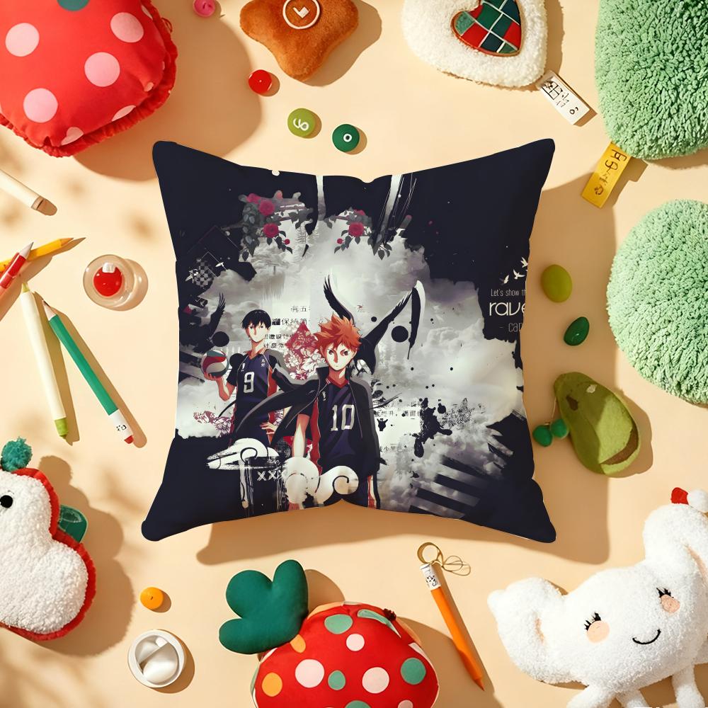 Anime Haijiu Print Cushion Cover Plush Fabric Soft DoubleSided Printed Sofa Warm Winter Home Gift Pillow Cover