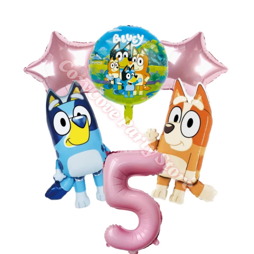 Pink Bluey Birthday Party Decoration Bingo Puppy Tableware Set Cup Plate Straws Balloons For Kids Favor Gifts Photo Booth Props