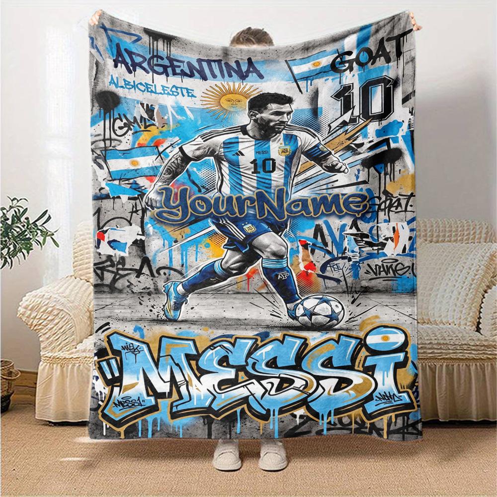 Messi Customize Your Name Blanket Cozy Personalized Blanket Durable Comfort Great for Office Chair Bedding Living Room All-Season Use