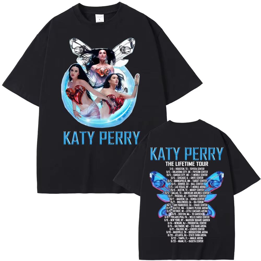 2025 Katy Perry The Lifetime Tour Концертные Футболки Мужские Женские Одежда Мода Эстетичные Футболки Летние Поп Высококачественная Футболка
