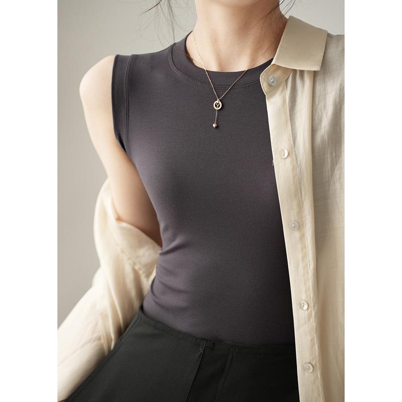 Непромокаемая футболка без рукавов, женская летняя новая жилетка с круглым вырезом, облегающий топ