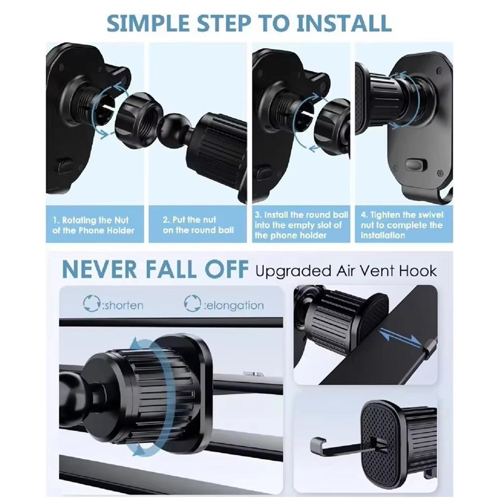Универсальный автомобильный держатель для телефона с крючком для вентиляции для установки с вращением на 360 градусов, защита от тряски, поддерживает все телефоны Xiaomi