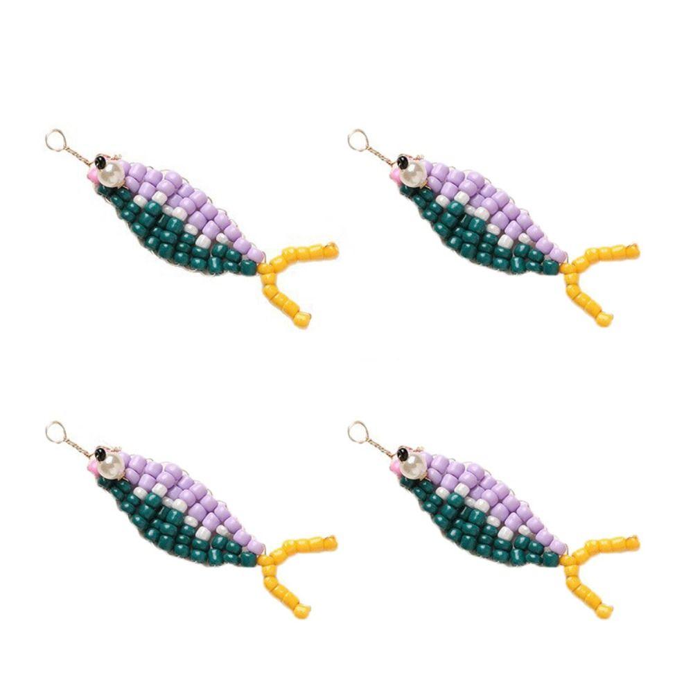 4pcs/set Handmade Craft Beads Diy Charms 3D Fish Shaped Bag Pendant Hairpin Making Kit