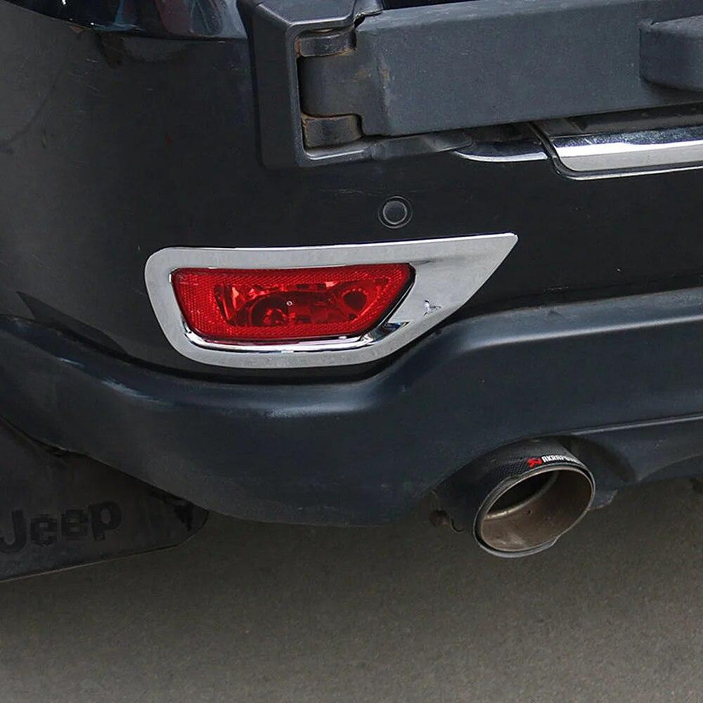 For Jeep Grand Cherokee WK2 Rear Fog Light Lamp Bumper Foglight Chrome Trim Cover Bezel Accessories 2011 - 2017 2018 Molding
